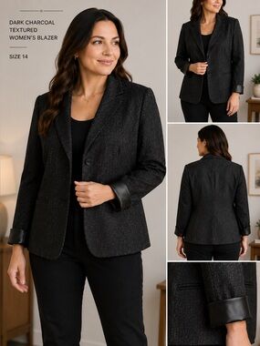 Lane Bryant Dark Charcoal Textured Women's Blazer